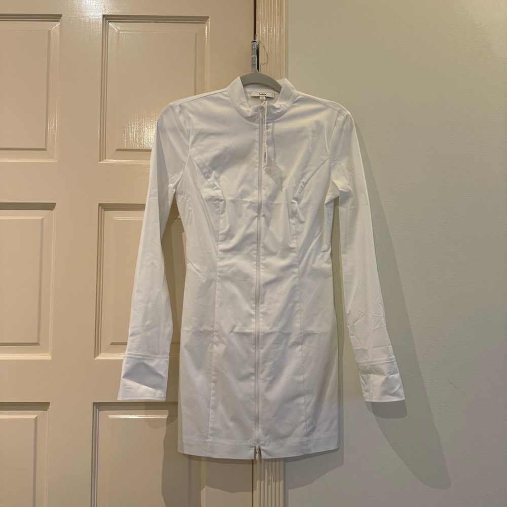 KHY Poplin Zip Mini Dress In White - Size 6